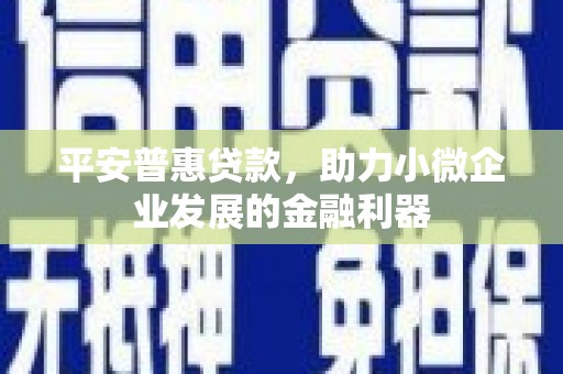 城子河平安普惠贷款，助力小微企业发展的金融利器